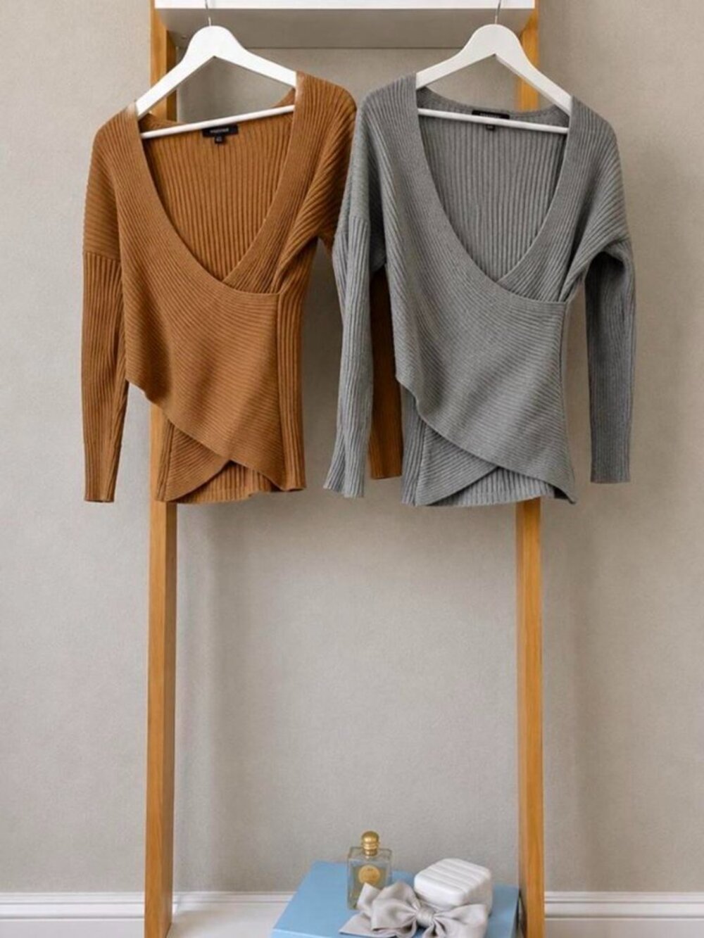 Topshop ribbed knit wrap sweaters